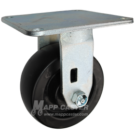 5" x 2" Heavy Duty Plastic Wheel Rigid Caster with 5" x 5-1/2" Top Plate - 500 Lbs Capacity