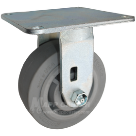 5" x 2" Grey Thermoplastic Rubber Wheel Rigid Caster with 5" x 5-1/2" Top Plate - 500 Lbs Capacity