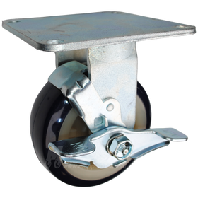 5" x 2" Patriot Polyurethane on Polyolefin Wheel Rigid Brake Caster with 5" x 5-1/2" Top Plate - 800 Lbs Capacity
