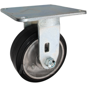 5" x 2" Rubber on Aluminum Wheel Rigid Caster with 5" x 5-1/2" Top Plate - 500 Lbs Capacity