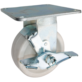 5" x 2" Retort Wheel Rigid Brake Caster with 5" x 5-1/2" Top Plate - 650 Lbs Capacity