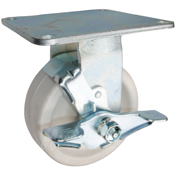 5" x 2" Retort Wheel Rigid Brake Caster with 5" x 5-1/2" Top Plate - 650 Lbs Capacity