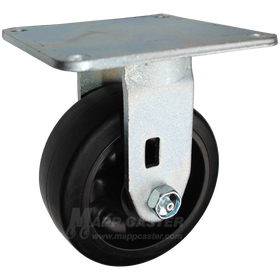 5" x 2" Rubber on Nylon Wheel Rigid Caster with 5" x 5-1/2" Top Plate - 500 Lbs Capacity