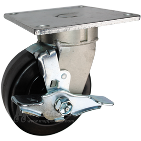5" x 2" Phenolic Wheel Swivel Brake Caster with 5" x 5-1/2" Top Plate - 1,000 Lbs Capacity