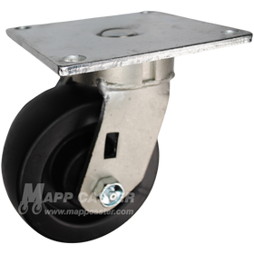 5" x 2" Heavy Duty Plastic Wheel Swivel Caster with 5" x 5-1/2" Top Plate - 500 Lbs Capacity