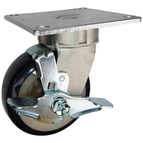 5" x 2" Patriot Polyurethane on Polyolefin Wheel Swivel Brake Caster with 5" x 5-1/2" Top Plate - 800 Lbs Capacity