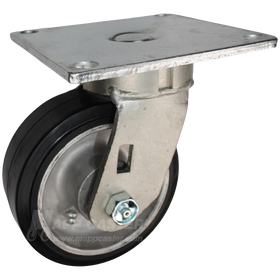 5" x 2" Rubber on Aluminum Wheel Swivel Caster with 5" x 5-1/2" Top Plate - 500 Lbs Capacity