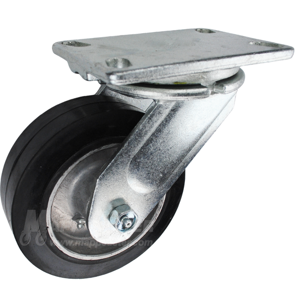 6" x 2" Rubber on Aluminum Wheel OS Swivel Caster - 410 Lbs Capacity