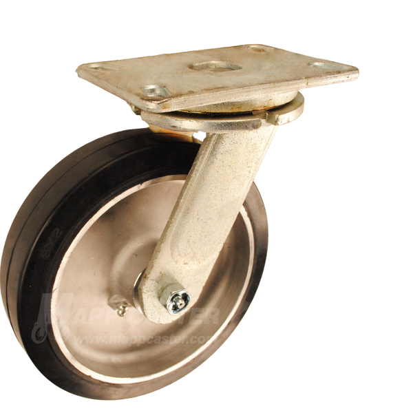 8" x 2" Rubber on Aluminum Wheel OS Swivel Caster - 500 Lbs Capacity