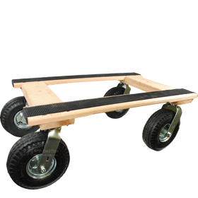 28" x 50" Premium Solid Oak Wooden Dolly for Hot Tub / HVAC with 10" TPR Pneumatic Wheels - Part# B2436H-10AIR off road