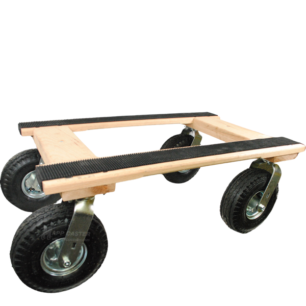 28" x 50" Premium Solid Oak Wooden Dolly for Hot Tub / HVAC with 10" TPR Pneumatic Wheels - Part# B2436H-10AIR off road