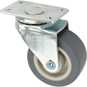Swivel caster with a 2 inch grey thermoplastic rubber wheel and O1 Plate (1-1/4 x 2-1/16)
