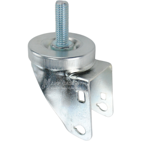 A bright zinc plated swivel caster rig for 3.5 inch wheels with a 1/2-inch threaded stem, showing a double ball raceway