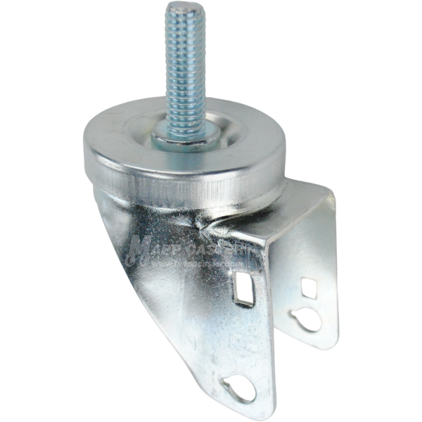 A bright zinc plated swivel caster rig for 3.5 inch wheels with a 1/2-inch threaded stem, showing a double ball raceway