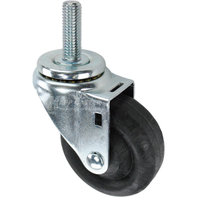 Swivel caster with a 3.5 inch black nylon wheel and 5/8 inch wide threaded metal stem