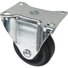 Rigid caster with a 3 inch black nylon wheel and O1 mounting plate