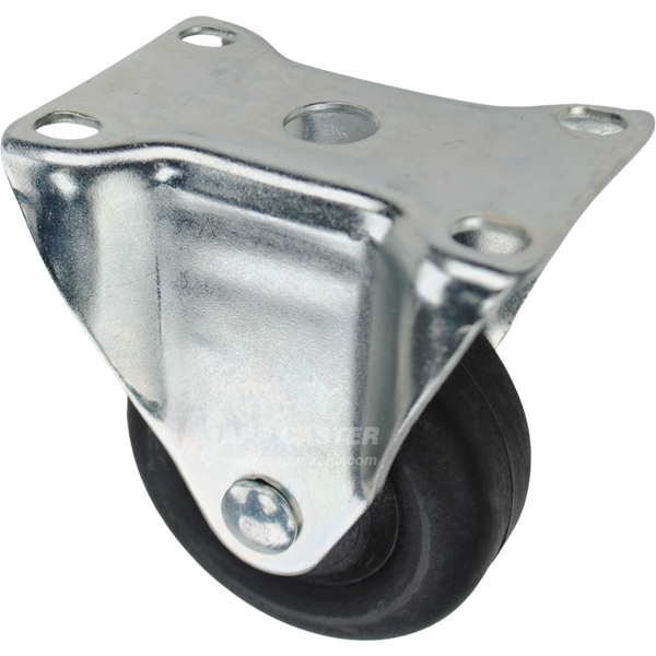 Rigid caster with a 3 inch black nylon wheel and O1 mounting plate