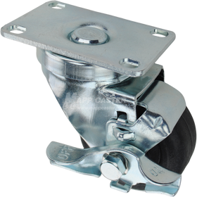 Swivel caster with top lock brake, a 3 inch black nylon wheel and O1 metal plate