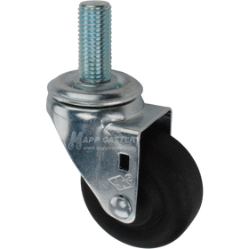 Caster with a black nylon tire and metric threaded stem