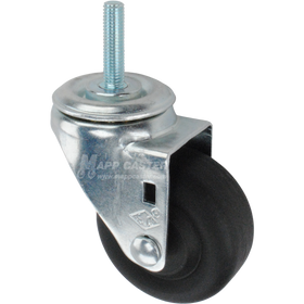 Caster with a black nylon tire and metric threaded stem