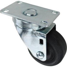 Swivel caster with a 3 inch black nylon wheel and O1 metal plate