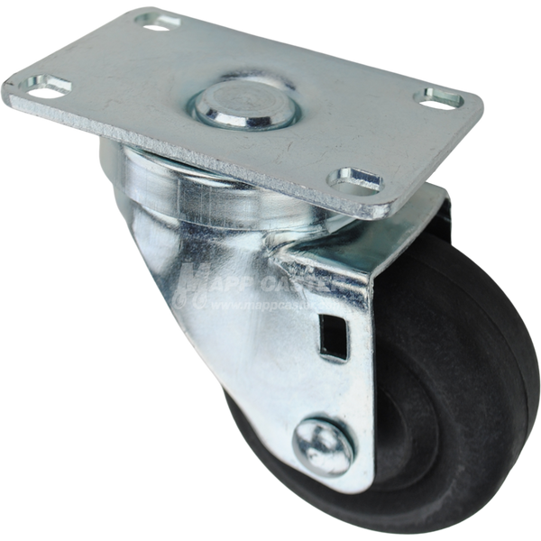Swivel caster with a 3 inch black nylon wheel and O1 metal plate