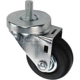 Caster wheel with a black neoprene tire and metal stem thread