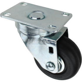 Swivel caster with a 3 inch black neoprene wheel with ball bearings and O1 metal plate