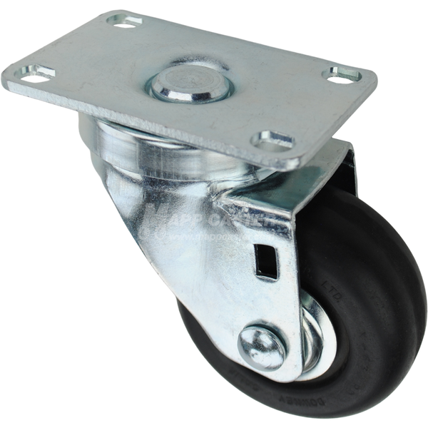 Swivel caster with a 3 inch black neoprene wheel with ball bearings and O1 metal plate