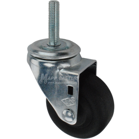 Caster with a black nylon tire and metric threaded stem