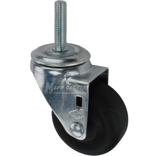 Caster with a black nylon tire and metric threaded stem