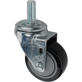 Caster wheel with a black polyurethane tire and metric threaded stem