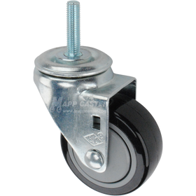 Caster wheel with a black polyurethane tire and metric threaded stem