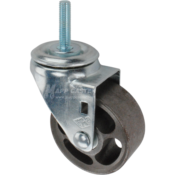 Metal caster wheel with metric threaded stem