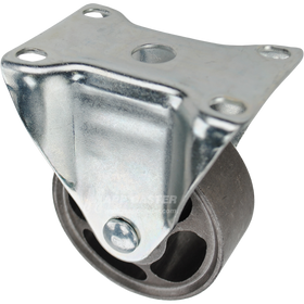 Rigid caster with a 3 inch silver sintered steel wheel with roller bearings and O1 mounting plate