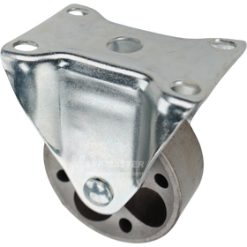 Rigid caster with a 3 inch silver sintered steel wheel and O1 mounting plate