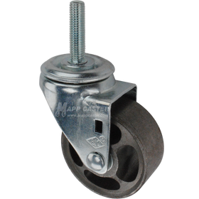Metal caster wheel with metric threaded stem
