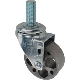 Metal caster wheel with a metric threaded stem