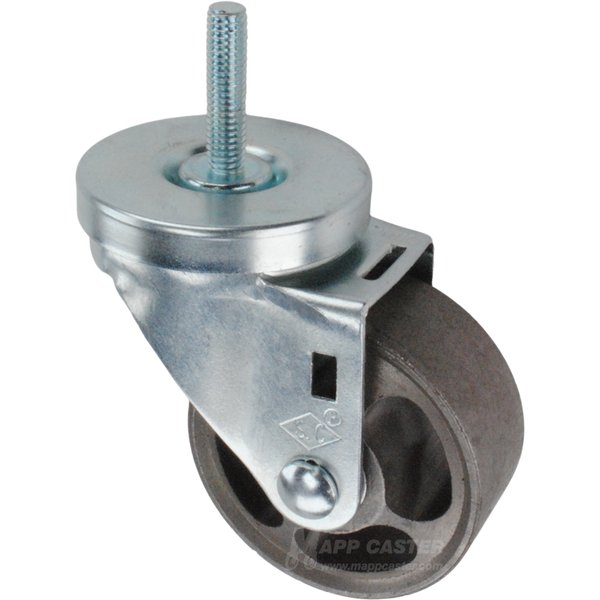 Metal caster wheel with threaded stem