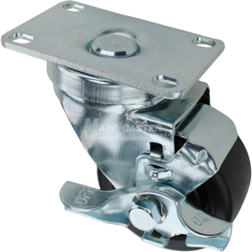Swivel caster with top lock brake, a 3 inch black plastic wheel and O1 metal plate