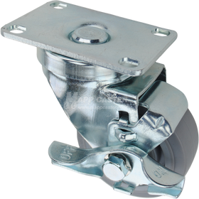 Swivel caster with top lock brake, a 3 inch grey thermoplastic rubber wheel and O1 metal plate