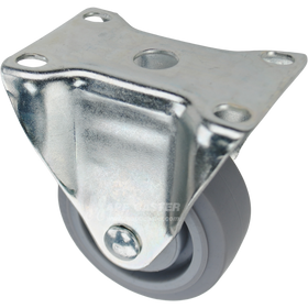 Rigid caster with a 3 inch grey thermoplastic rubber wheel and O1 mounting plate