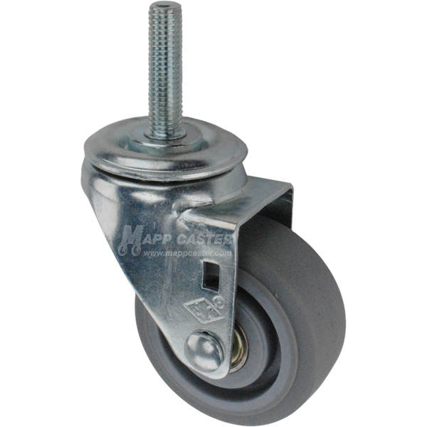 Metal caster TPR wheel with a metric threaded stem at the top