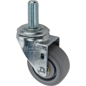 Metal caster TPR wheel with a threaded stem at the top