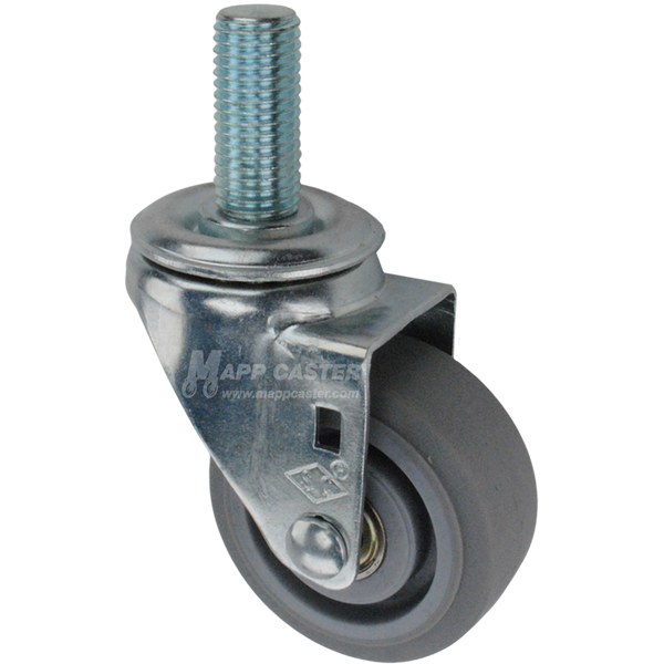 Metal caster TPR wheel with a metric threaded stem at the top