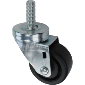 Metal caster plastic wheel with a threaded stem at the top