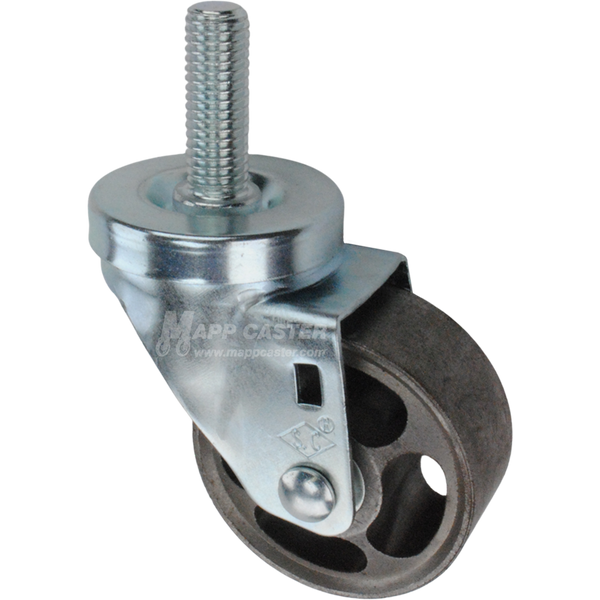 Metal caster wheel with threaded stem