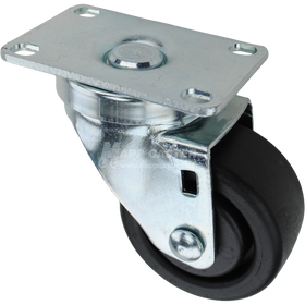 Swivel caster with a 3 inch black plastic wheel and O1 metal plate