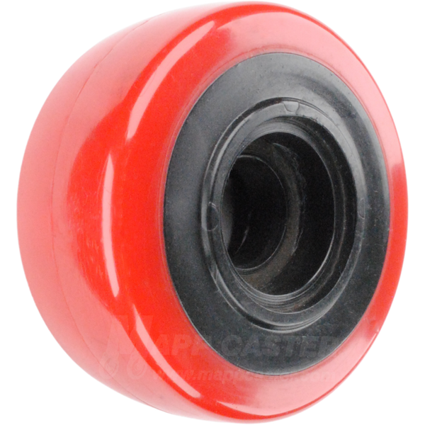 3" x 1-1/4" Red & Black Poly on Polyolefin Wheel - 300 lbs Capacity Part # QPLY3H3