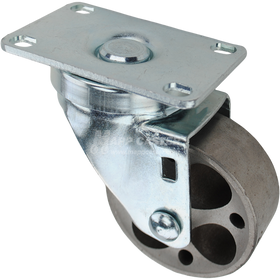 Swivel caster with a 3 inch silver sintered steel wheel and O1 metal plate
